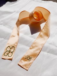 Image 3 of Soft Apricot Silk Dupion Taffeta hair ribbon