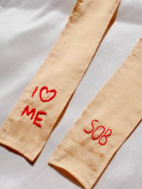Image 3 of Soft Apricot Lightweight Silk Dupion Hair Ribbon
