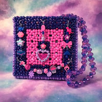 Image 1 of Purple Pink Blue Beaded Kandi Decora Purse Bag