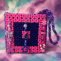 Image 2 of Purple Pink Blue Beaded Kandi Decora Purse Bag