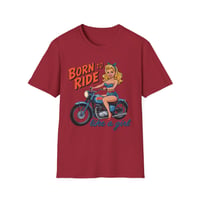 Image 3 of Born to Ride Like a Girl T-Shirt — Retro Pinup Motorcycle Tee