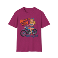 Image 4 of Born to Ride Like a Girl T-Shirt — Retro Pinup Motorcycle Tee