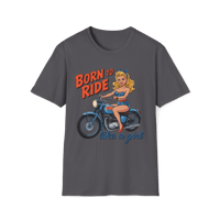 Image 6 of Born to Ride Like a Girl T-Shirt — Retro Pinup Motorcycle Tee