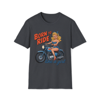 Image 7 of Born to Ride Like a Girl T-Shirt — Retro Pinup Motorcycle Tee