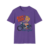 Image 8 of Born to Ride Like a Girl T-Shirt — Retro Pinup Motorcycle Tee