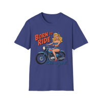Image 10 of Born to Ride Like a Girl T-Shirt — Retro Pinup Motorcycle Tee