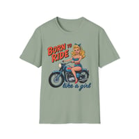Image 11 of Born to Ride Like a Girl T-Shirt — Retro Pinup Motorcycle Tee