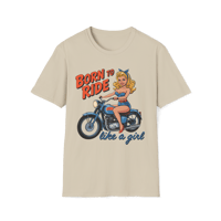 Image 12 of Born to Ride Like a Girl T-Shirt — Retro Pinup Motorcycle Tee
