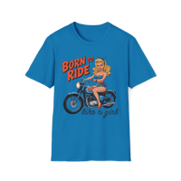 Image 13 of Born to Ride Like a Girl T-Shirt — Retro Pinup Motorcycle Tee