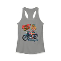 Image 4 of Born to Ride Like a Girl Tank-top — Retro Pinup Motorcycle Women's Ideal Racerback Tank