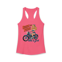 Image 6 of Born to Ride Like a Girl Tank-top — Retro Pinup Motorcycle Women's Ideal Racerback Tank