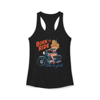 Image 8 of Born to Ride Like a Girl Tank-top — Retro Pinup Motorcycle Women's Ideal Racerback Tank