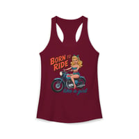 Image 10 of Born to Ride Like a Girl Tank-top — Retro Pinup Motorcycle Women's Ideal Racerback Tank