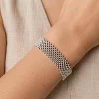 Image 1 of Bracelet manchette argent tissé Echo XL