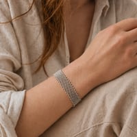 Image 7 of Bracelet manchette argent tissé Echo XL