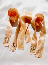 Image 1 of Soft Apricot Silk Dupion Taffeta hair ribbon