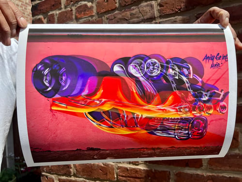 Image of Andy seize- upside down chevy hotrod print