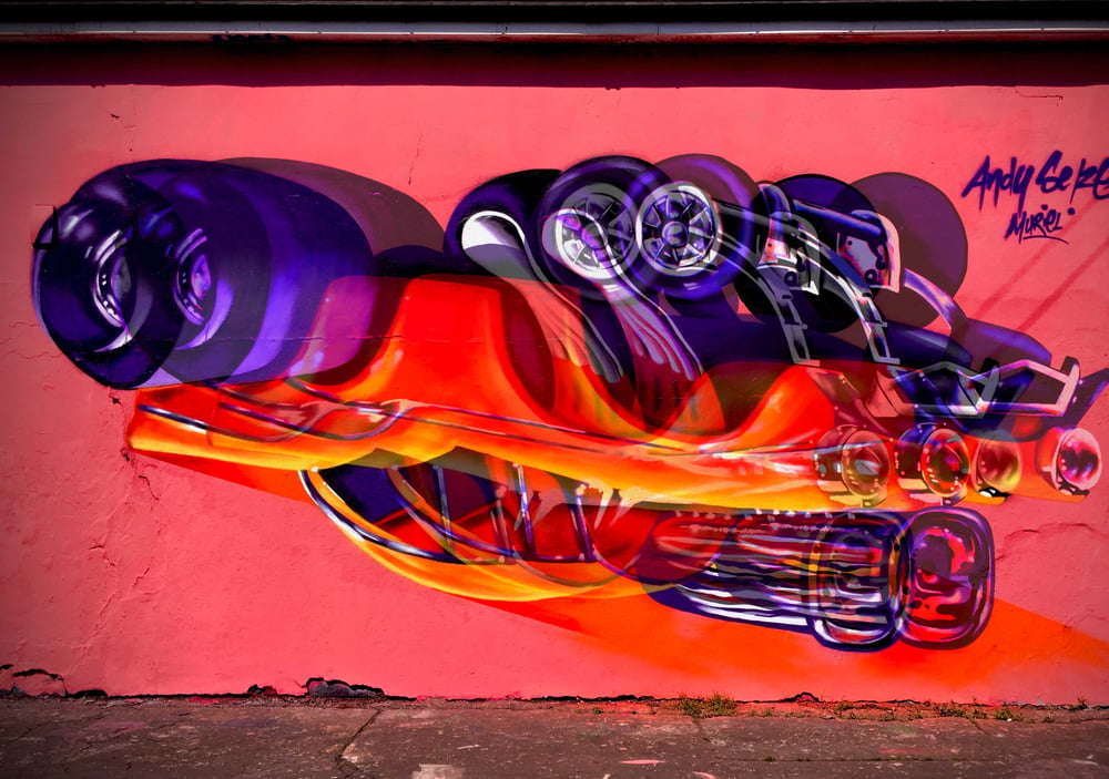 Image of Andy seize- upside down chevy hotrod print