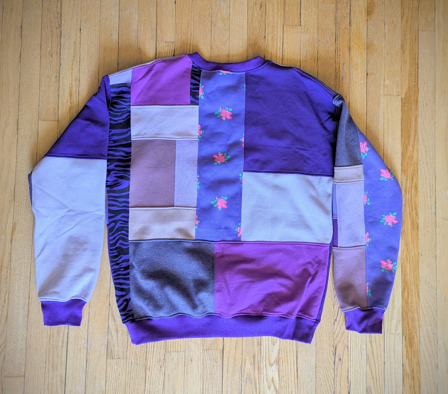 Image of OAK Unisex's Medium Purples Patchwork Crew Neck