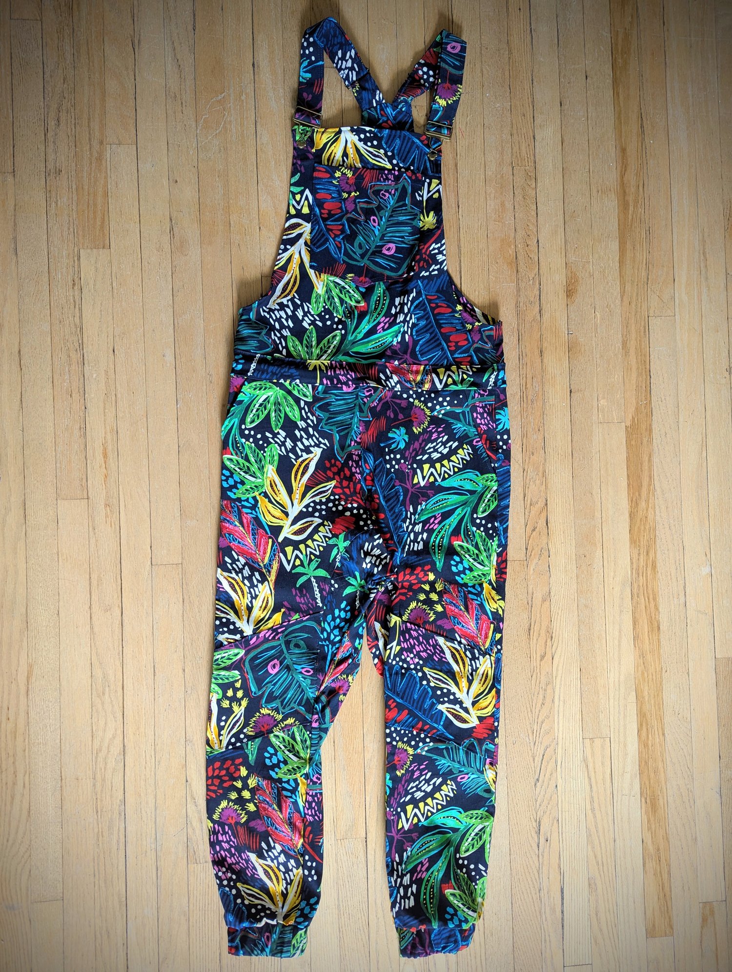 Image of Unisex Fit Medium Tropical Print Overalls 