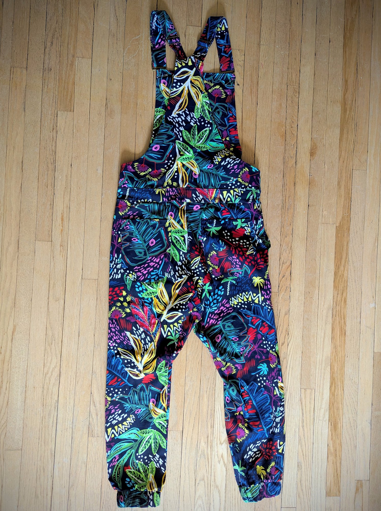 Image of Unisex Fit Medium Tropical Print Overalls 