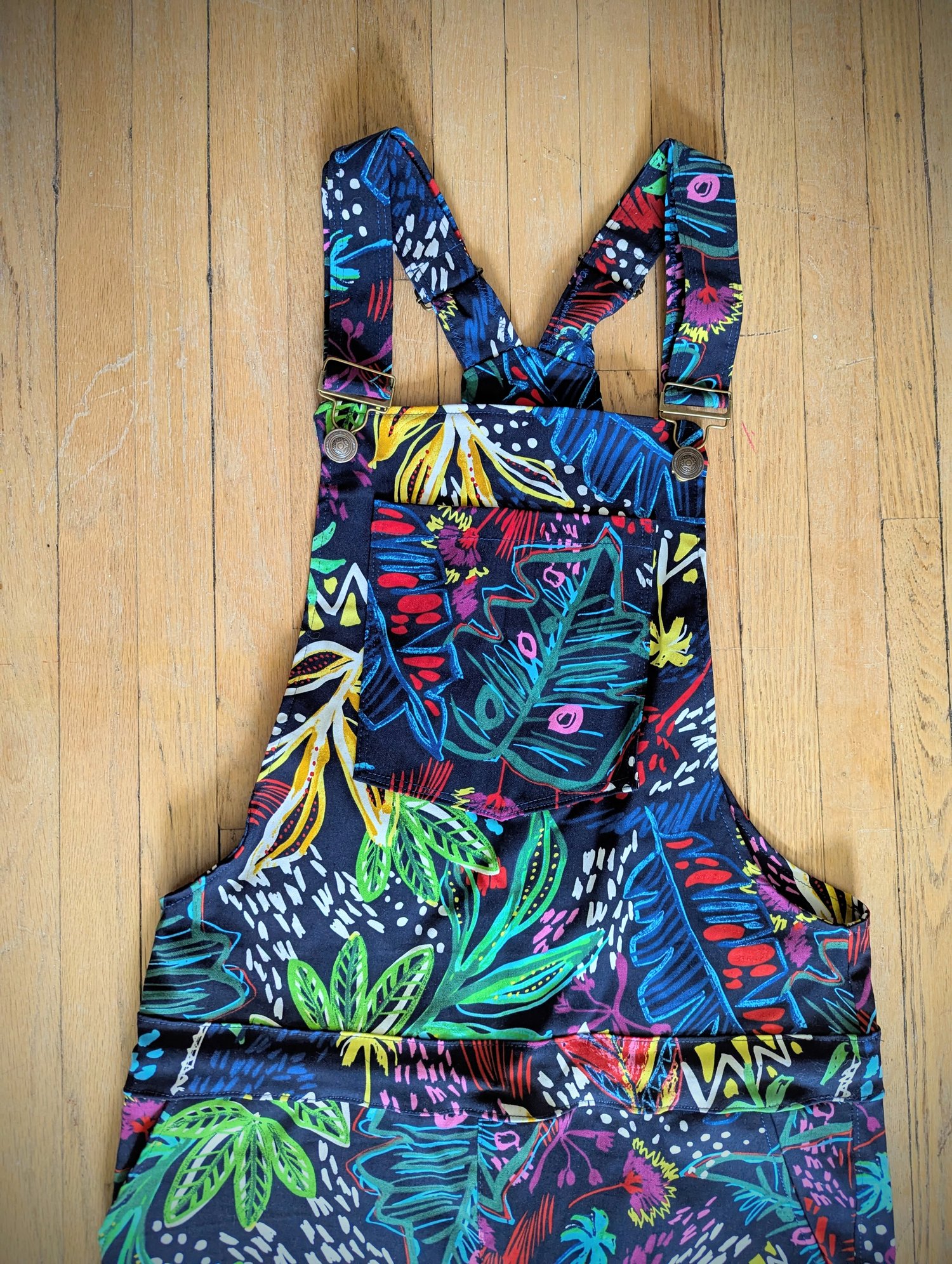 Image of Unisex Fit Medium Tropical Print Overalls 
