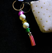 Image 2 of Handmade Floral Matching Set, coin purse, lanyard, key, tassel, gift, beads, bag charm, wallet