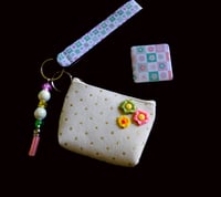 Image 1 of Handmade Floral Matching Set, coin purse, lanyard, key, tassel, gift, beads, bag charm, wallet