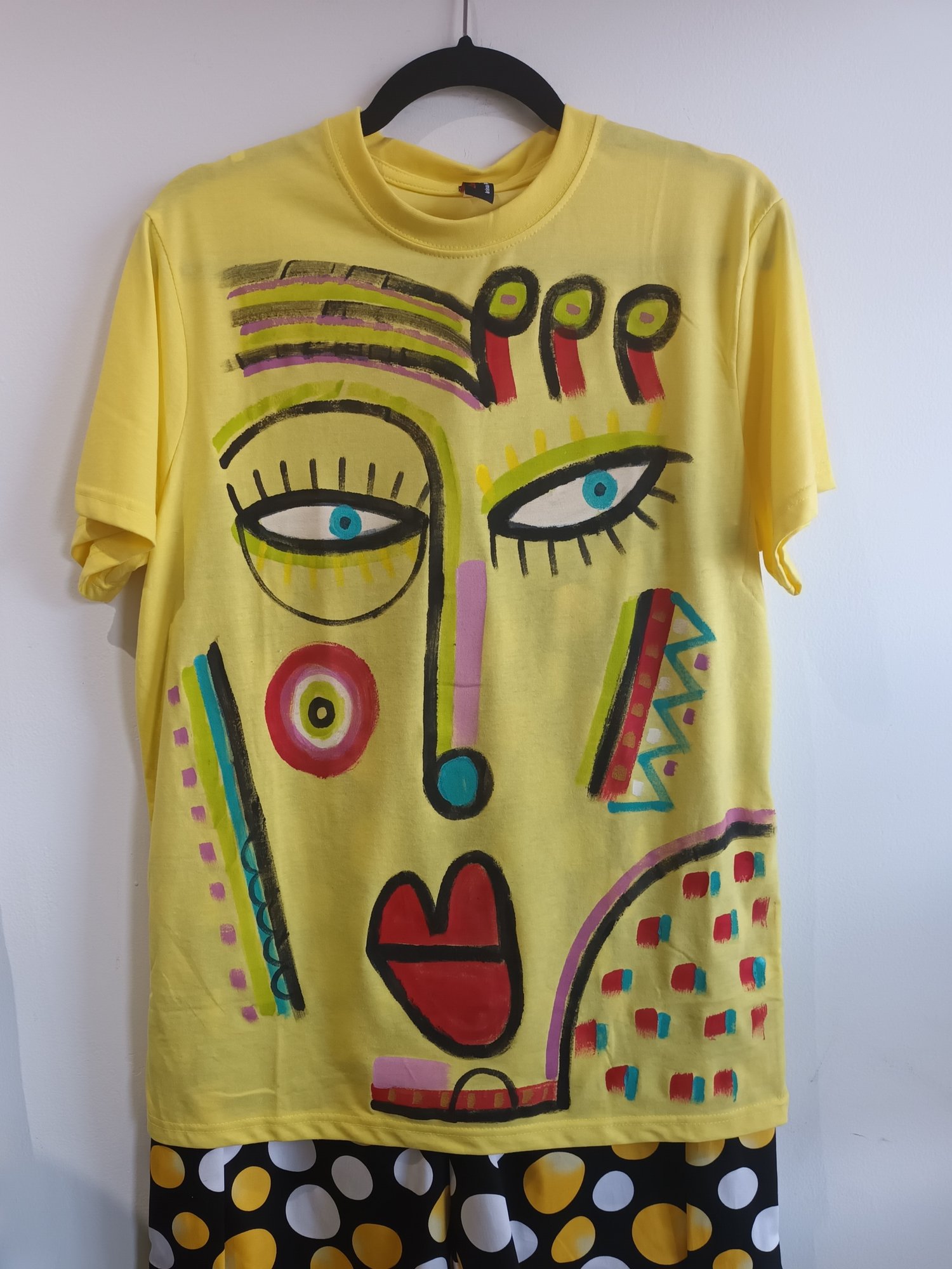 Image of yellow tshirt, handpainted...medium