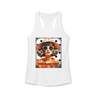 Image 1 of Retro Polka Dot Tank — "Dark Sunglasses Hide All Sins" Vintage Graphic Racerback Tank