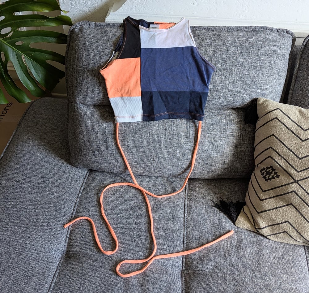 Image of Navy n Peach Size Small Tie Crop