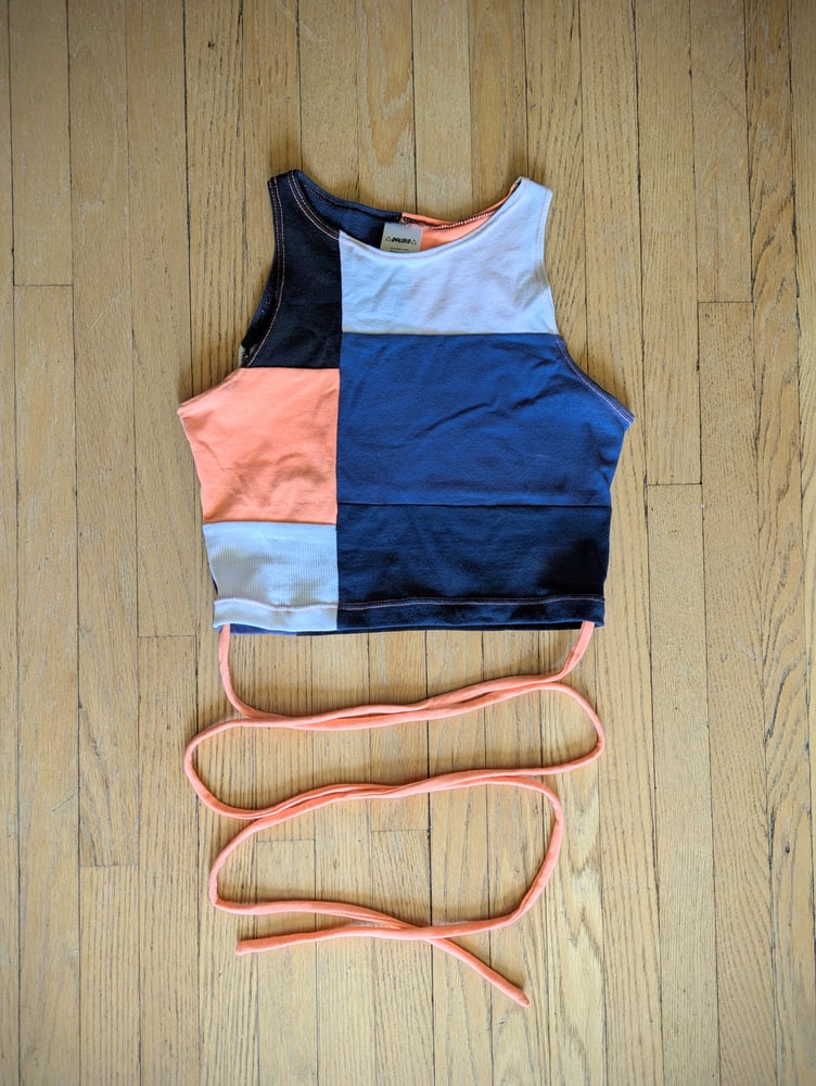 Image of Navy n Peach Size Small Tie Crop