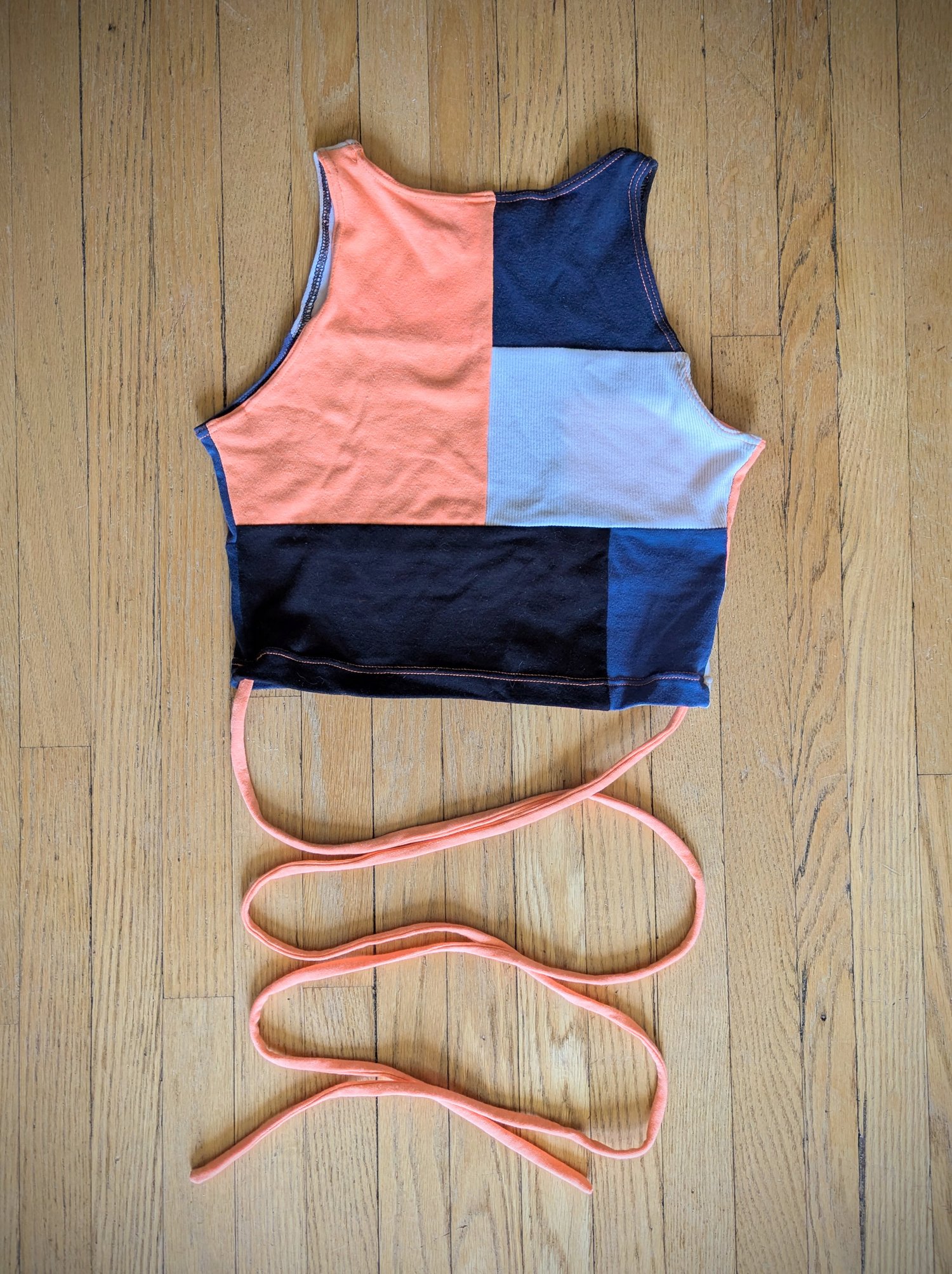 Image of Navy n Peach Size Small Tie Crop