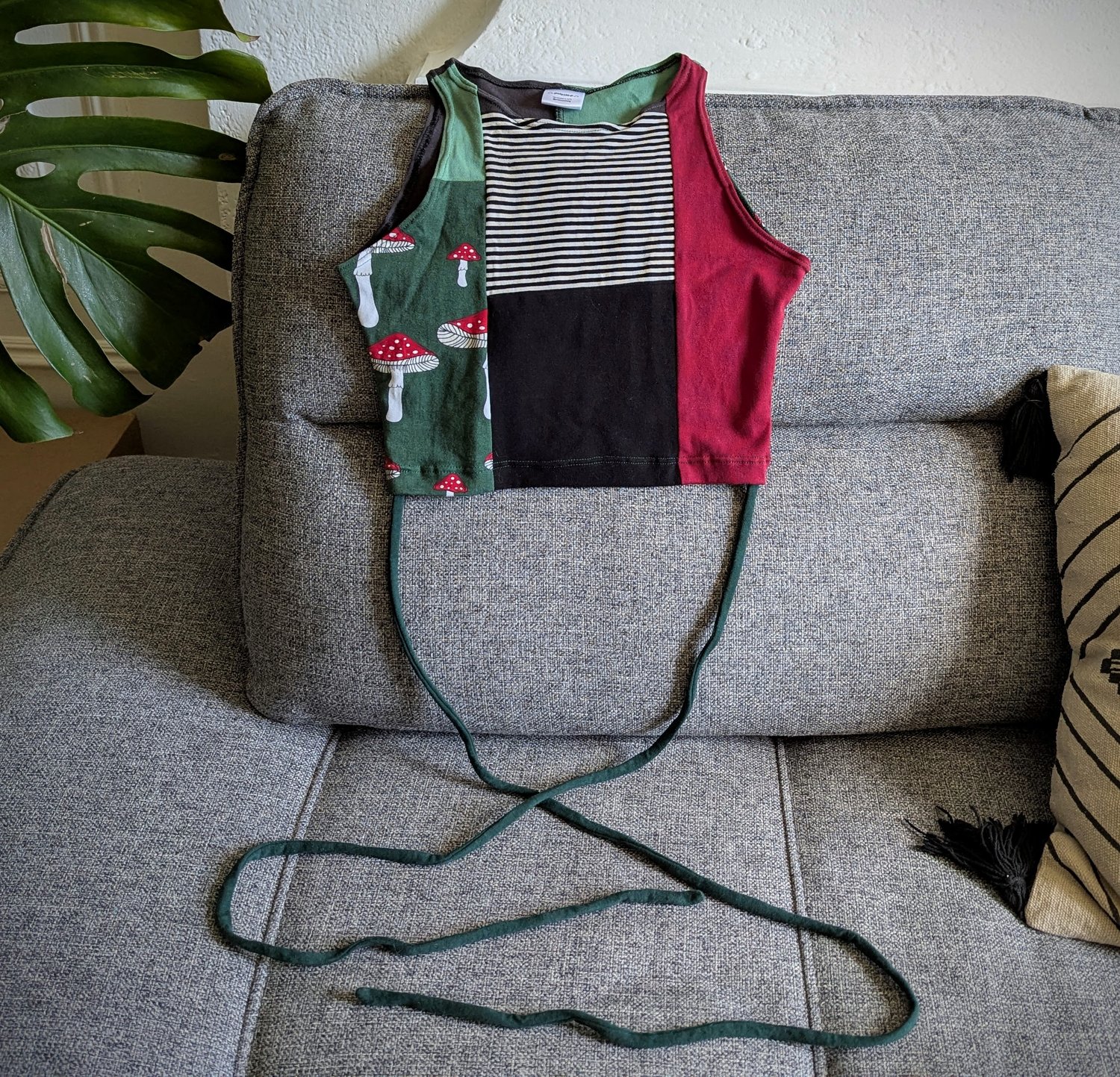 Image of Mushrooms n Stripes Size Small Tie Crop