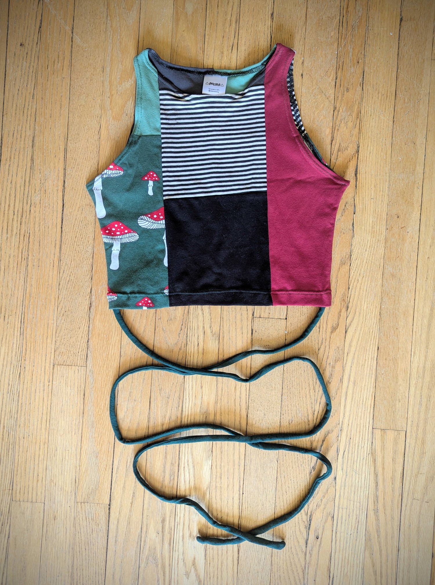 Image of Mushrooms n Stripes Size Small Tie Crop