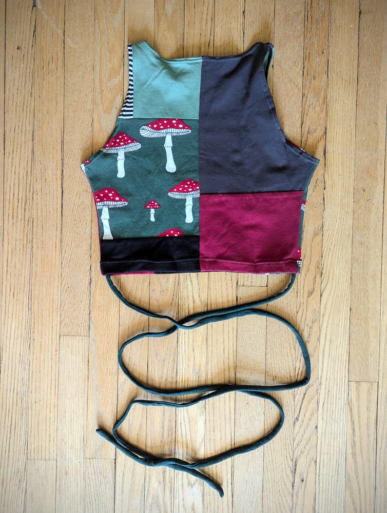 Image of Mushrooms n Stripes Size Small Tie Crop