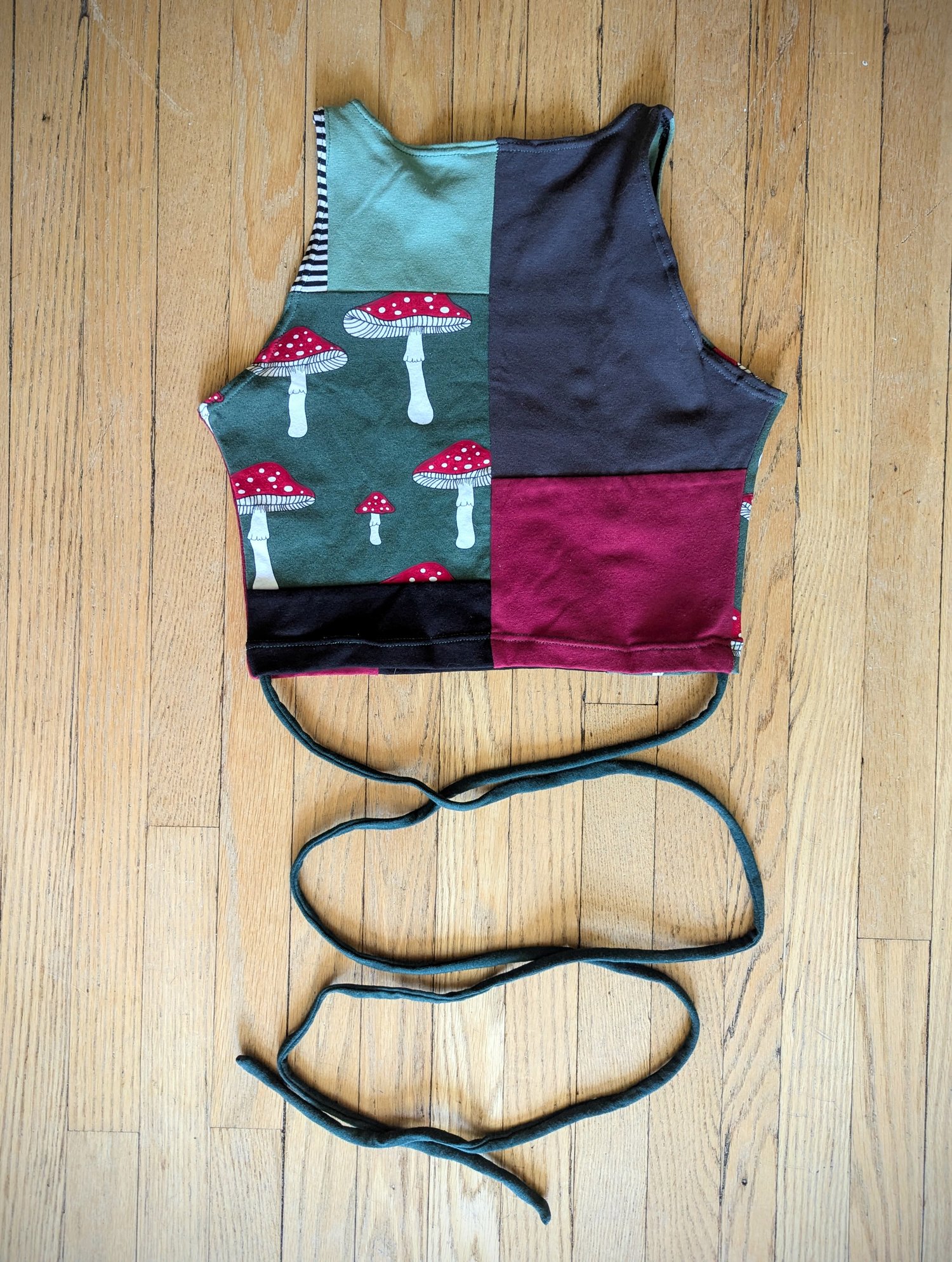 Image of Mushrooms n Stripes Size Small Tie Crop
