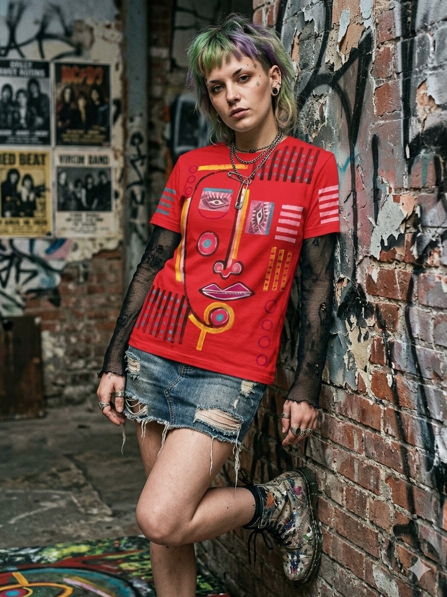 Image of red tshirt, handpainted...large