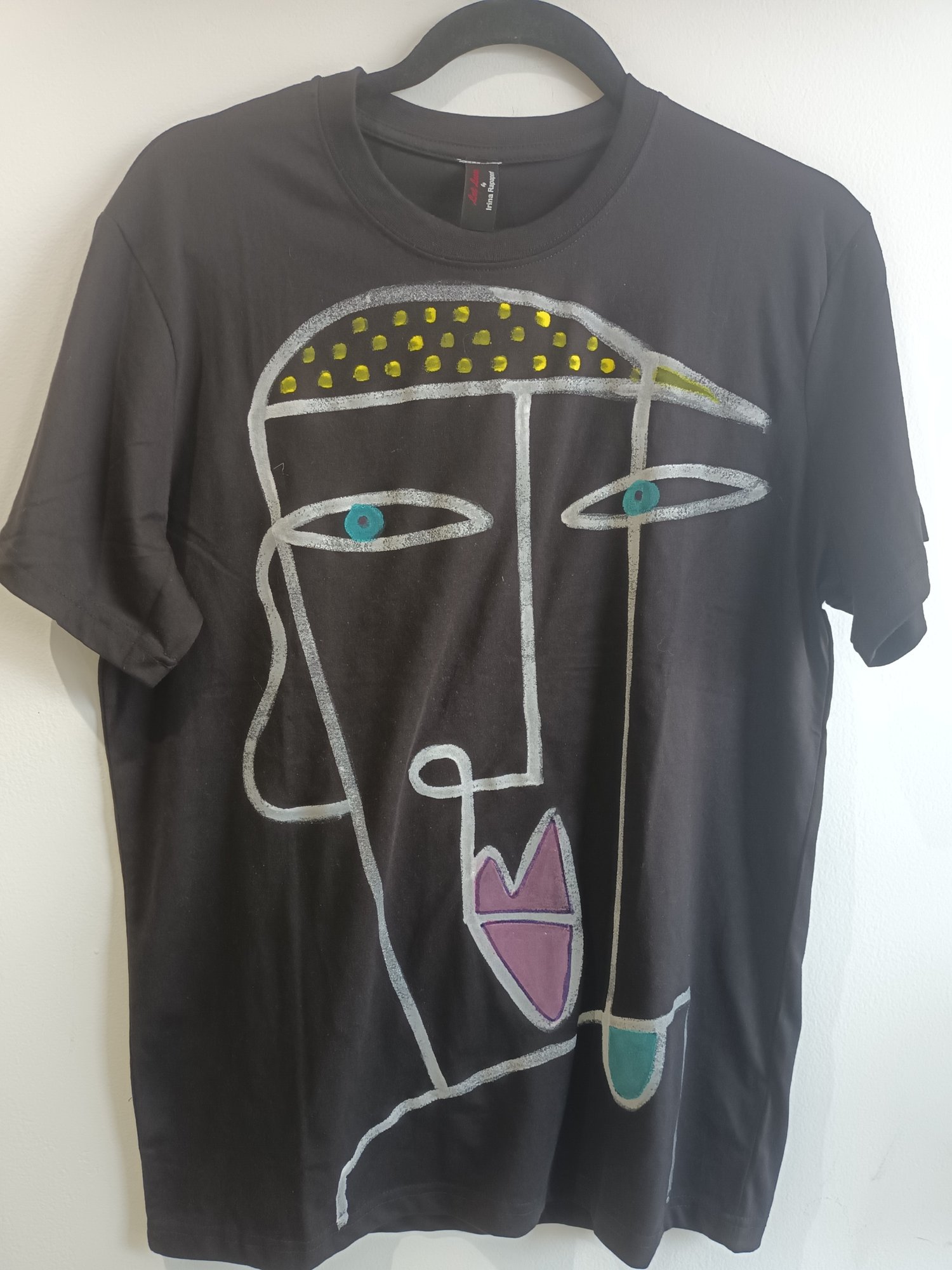 Image of black tshirt, handpainted...small