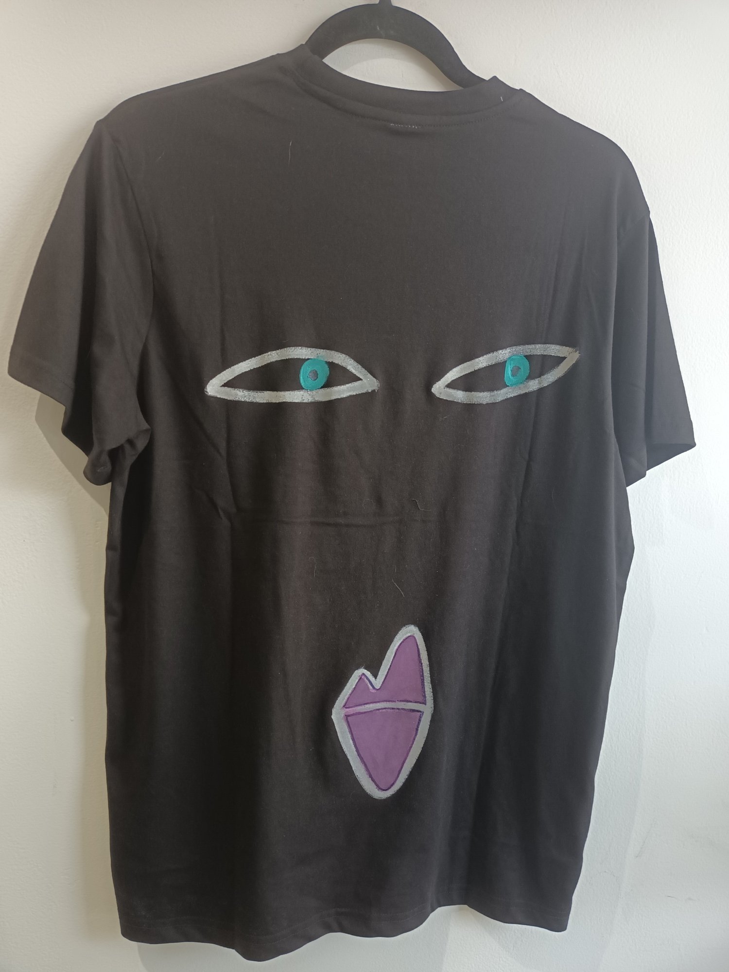 Image of black tshirt, handpainted...small