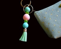 Image 2 of Handmade Green Matching Lanyard Set, coin purse, key, tassel, gift, beads, bag charm, wallet