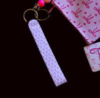 Image 4 of Handmade Pink Bows Matching Lanyard Set, coin purse, key, tassel, gift, beads, bag charm, wallet