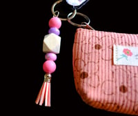 Image 2 of Handmade Pink & Purple Butterfly Matching Lanyard Set, pouch, key, gift, beads, charm, wallet