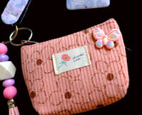Image 3 of Handmade Pink & Purple Butterfly Matching Lanyard Set, pouch, key, gift, beads, charm, wallet