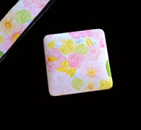 Image 4 of Handmade Pink & Yellow Floral Matching Lanyard Set, pouch, key, gift, beads, charm, wallet