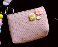 Image 5 of Handmade Pink & Yellow Floral Matching Lanyard Set, pouch, key, gift, beads, charm, wallet