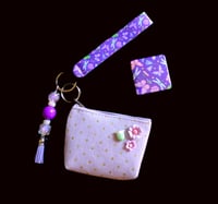 Image 1 of Handmade Purple Dragonflies Matching Lanyard Set, pouch, key, gift, beads, charm, wallet