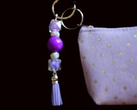 Image 2 of Handmade Purple Dragonflies Matching Lanyard Set, pouch, key, gift, beads, charm, wallet