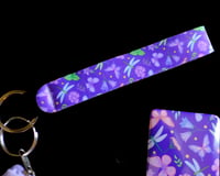 Image 3 of Handmade Purple Dragonflies Matching Lanyard Set, pouch, key, gift, beads, charm, wallet