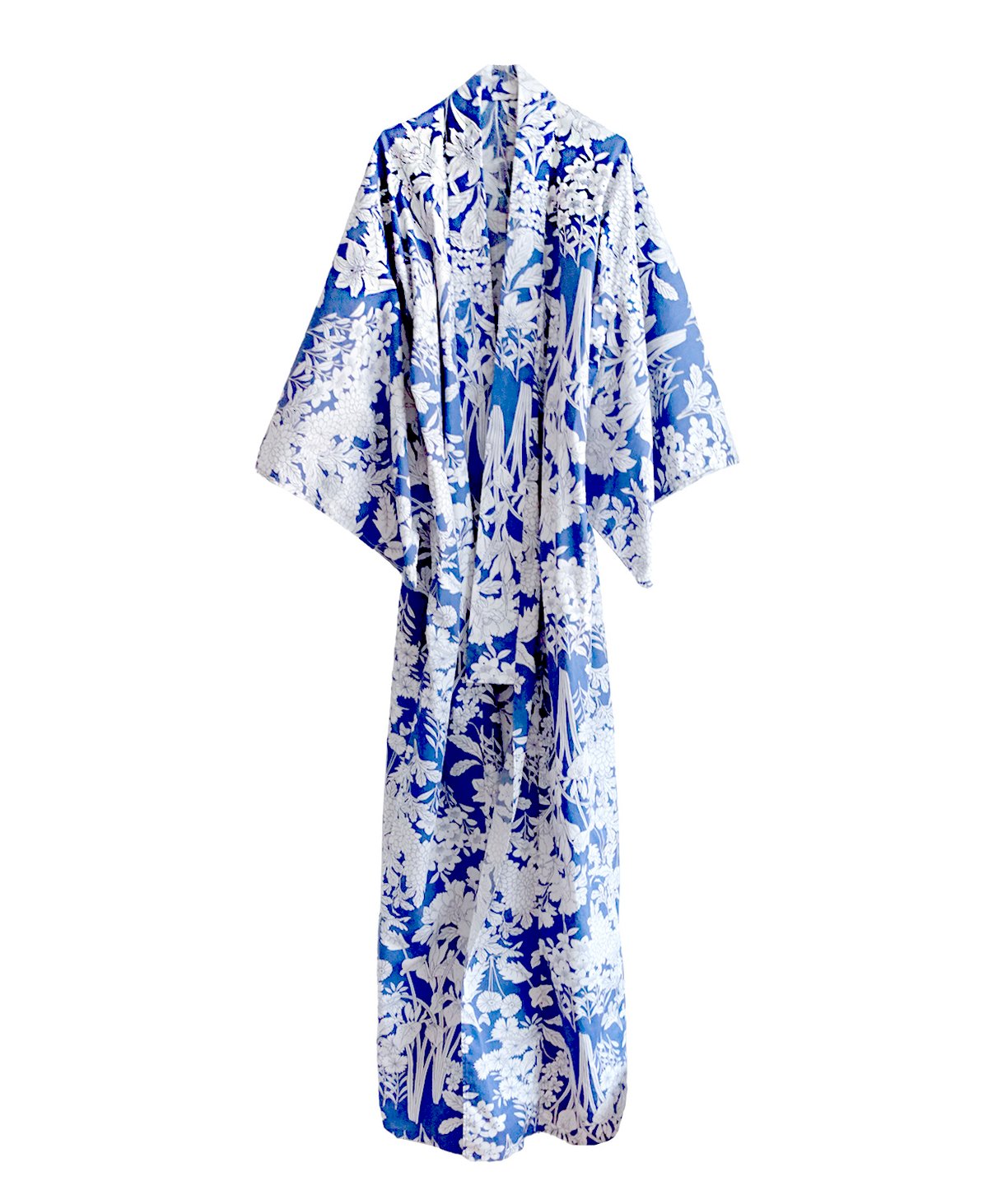 Image of Kimono af bomuld m. liljer og krysantemum mm.